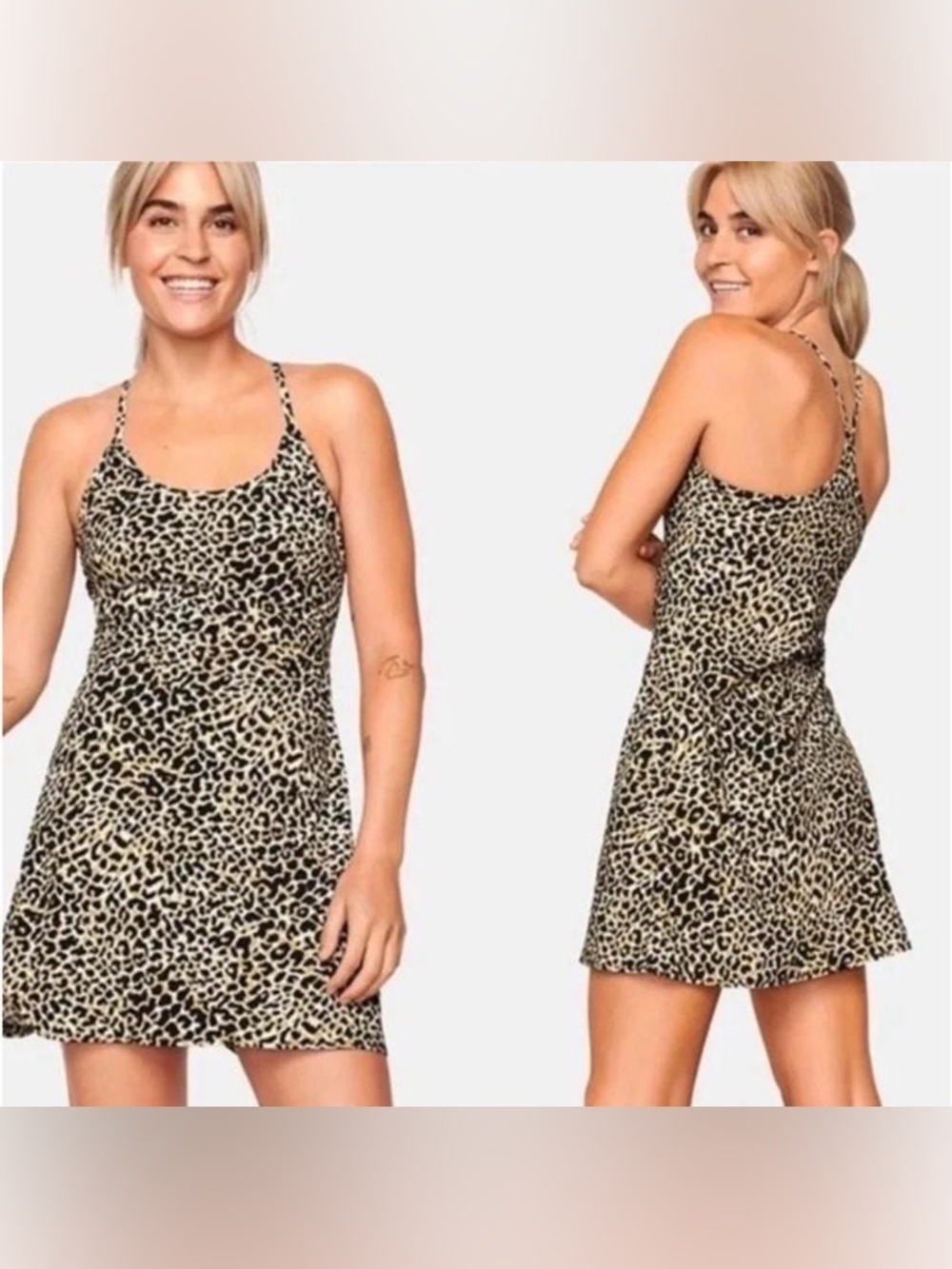 Outdoor Voices Leopard Activewear Dress XS Cheetah Athletic Skort Dress Pocket